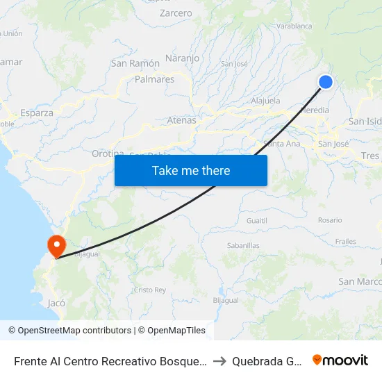 Frente Al Centro Recreativo Bosque De La Hoja to Quebrada Ganado map