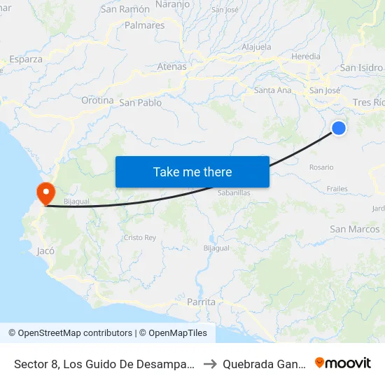 Sector 8, Los Guido De Desamparados to Quebrada Ganado map