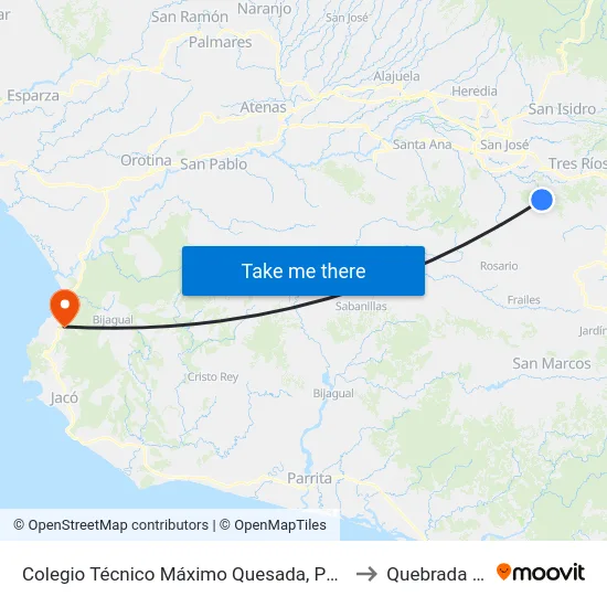 Colegio Técnico Máximo Quesada, Patarrá Desamparados to Quebrada Ganado map