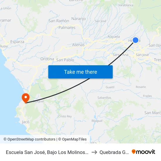 Escuela San José, Bajo Los Molinos De San Rafael to Quebrada Ganado map