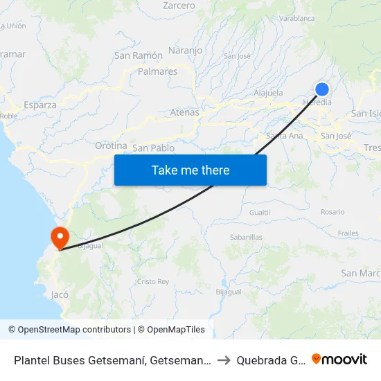 Plantel Buses Getsemaní, Getsemaní De San Rafael to Quebrada Ganado map