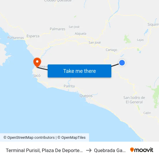 Terminal Purisil, Plaza De Deportes Purisil to Quebrada Ganado map