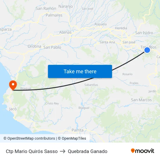 Ctp Mario Quirós Sasso to Quebrada Ganado map
