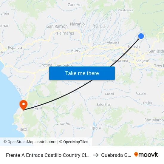 Frente A Entrada Castillo Country Club, San Rafael to Quebrada Ganado map
