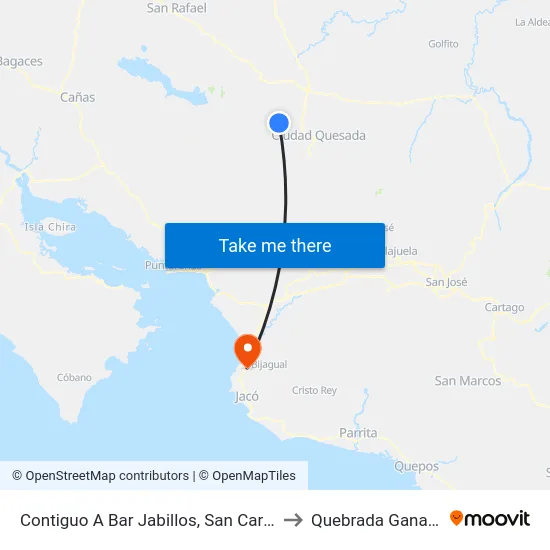 Contiguo A Bar Jabillos, San Carlos to Quebrada Ganado map