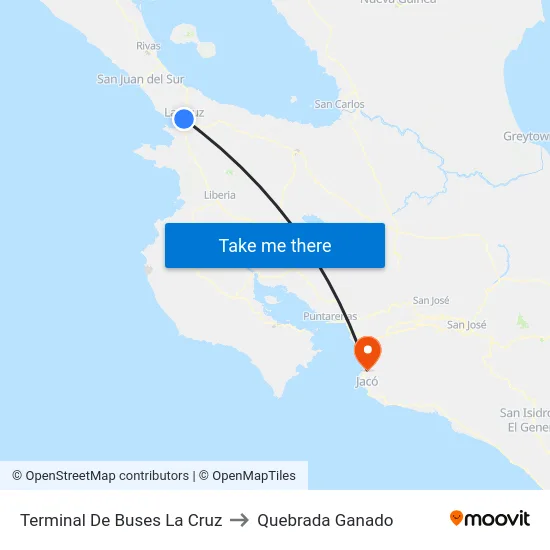 Terminal De Buses La Cruz to Quebrada Ganado map