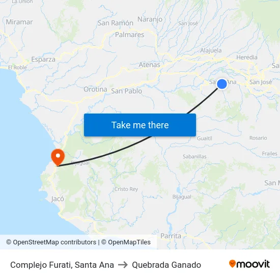 Complejo Furati, Santa Ana to Quebrada Ganado map