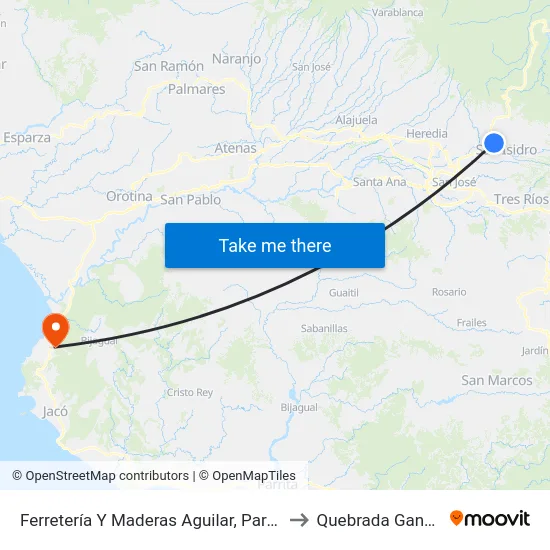 Ferretería Y Maderas Aguilar, Paracito to Quebrada Ganado map