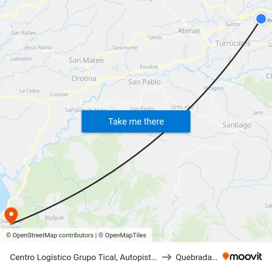 Centro Logístico Grupo Tical, Autopista Bernardo Soto Alajuela to Quebrada Ganado map