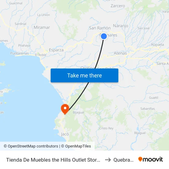 Tienda De Muebles the Hills Outlet Store, Autopista Bernardo Soto San Ramón to Quebrada Ganado map