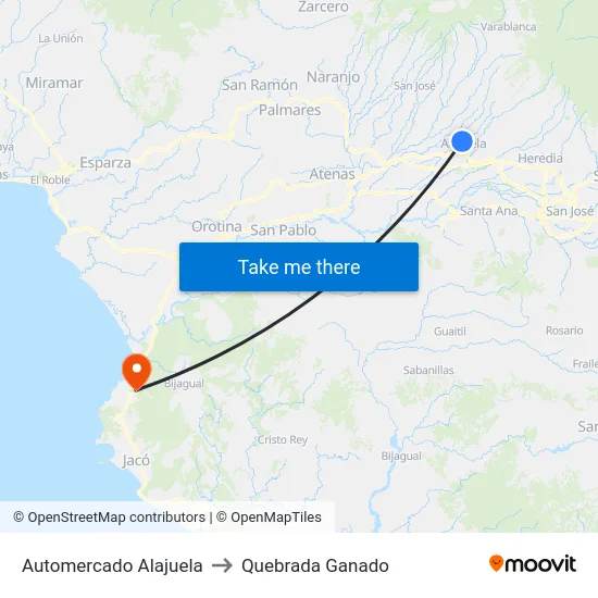 Automercado Alajuela to Quebrada Ganado map