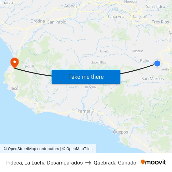 Fideca, La Lucha Desamparados to Quebrada Ganado map