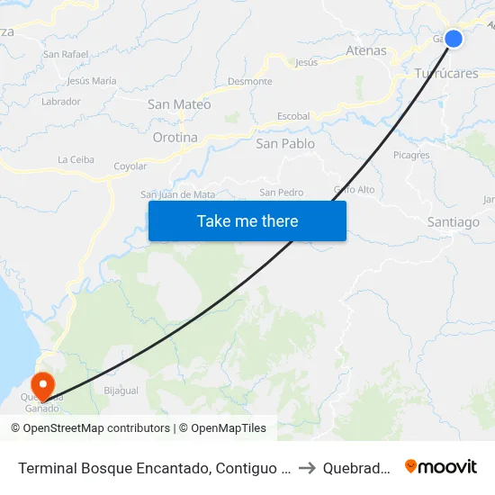 Terminal Bosque Encantado, Contiguo A Entrada Resid. El Bosque to Quebrada Ganado map