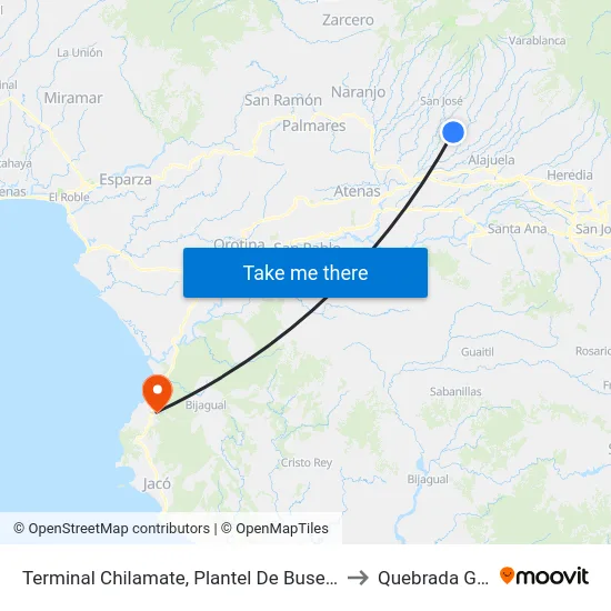 Terminal Chilamate, Plantel De Buses Rubier Rojas to Quebrada Ganado map