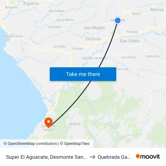 Super El Aguacate, Desmonte San Mateo to Quebrada Ganado map