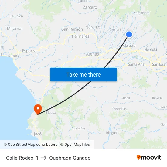 Calle Rodeo, 1 to Quebrada Ganado map