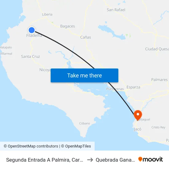 Segunda Entrada A Palmira, Carrillo to Quebrada Ganado map