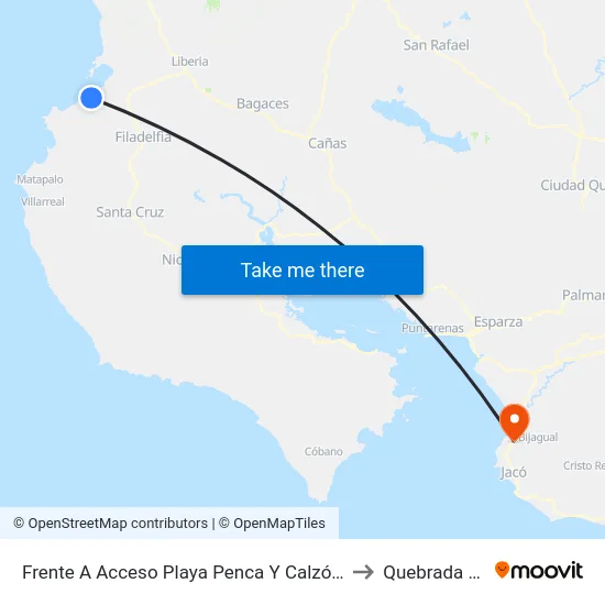 Frente A Acceso Playa Penca Y Calzón De Pobre, Carrillo to Quebrada Ganado map