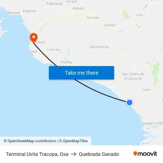 Terminal Uvita Tracopa, Osa to Quebrada Ganado map