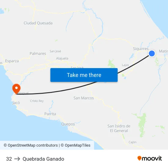 32 to Quebrada Ganado map