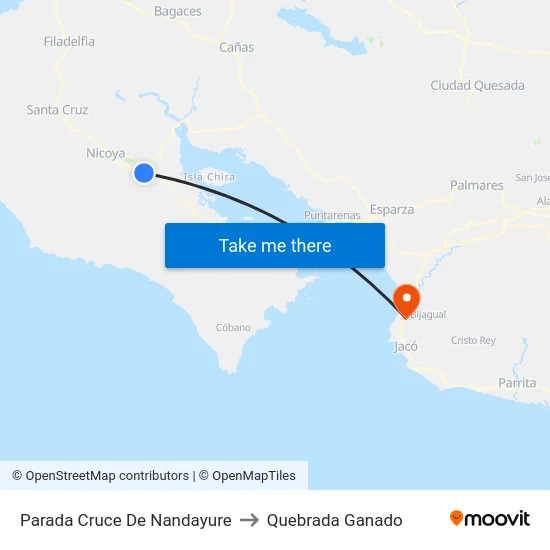 Parada Cruce De Nandayure to Quebrada Ganado map