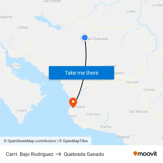 Carrt. Bajo Rodríguez to Quebrada Ganado map