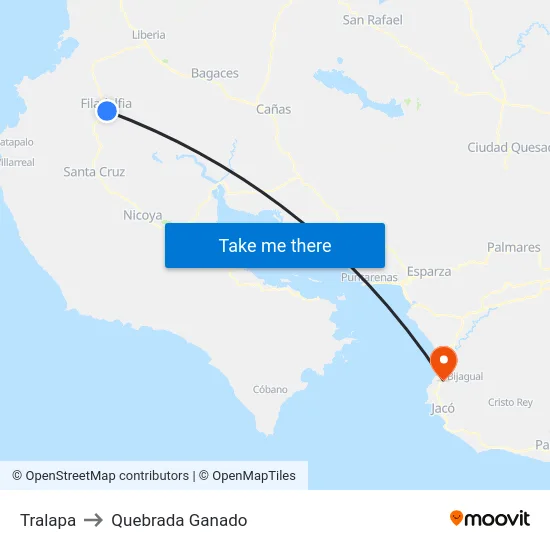 Tralapa to Quebrada Ganado map