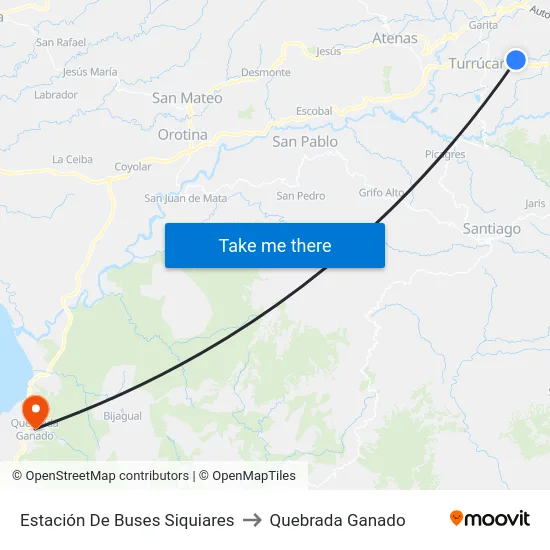 Estación De Buses Siquiares to Quebrada Ganado map