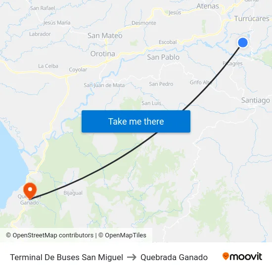 Terminal De Buses San Miguel to Quebrada Ganado map