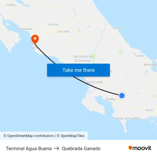 Terminal Agua Buena to Quebrada Ganado map