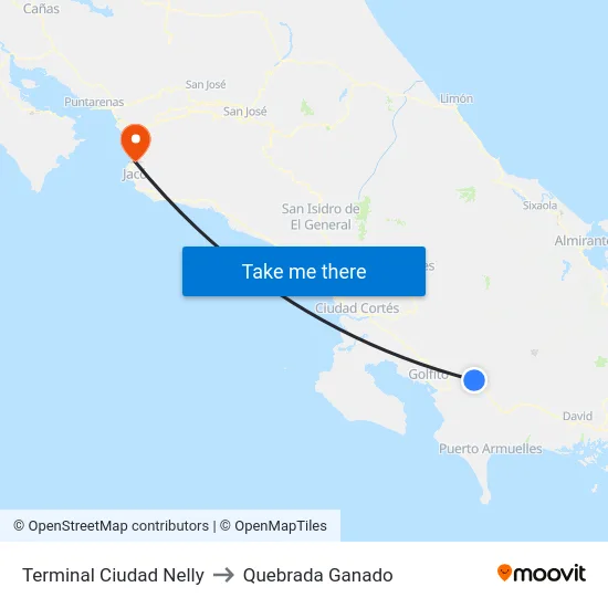 Terminal Ciudad Nelly to Quebrada Ganado map