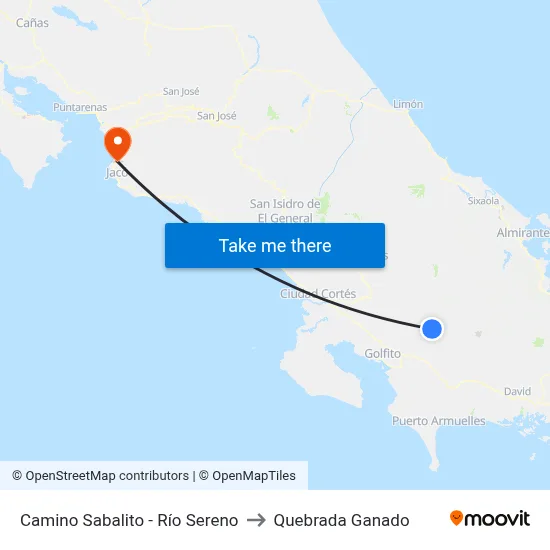 Camino Sabalito - Río Sereno to Quebrada Ganado map