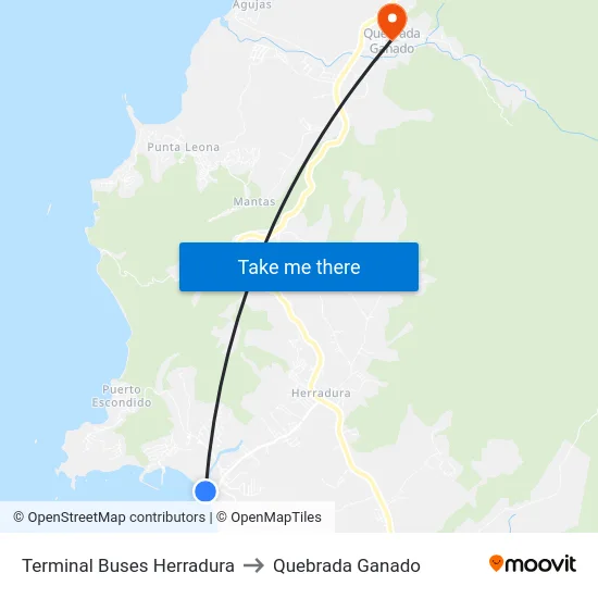 Terminal Buses Herradura to Quebrada Ganado map