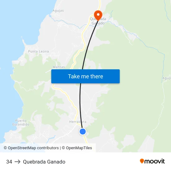 34 to Quebrada Ganado map