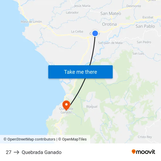 27 to Quebrada Ganado map