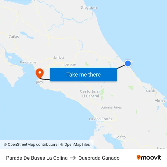 Parada De Buses La Colina to Quebrada Ganado map