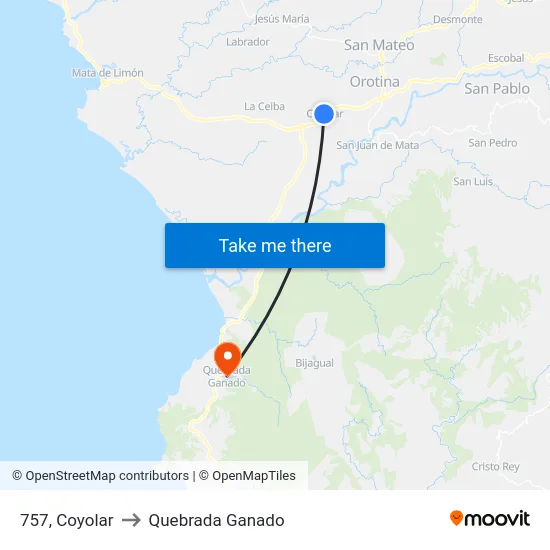 757, Coyolar to Quebrada Ganado map