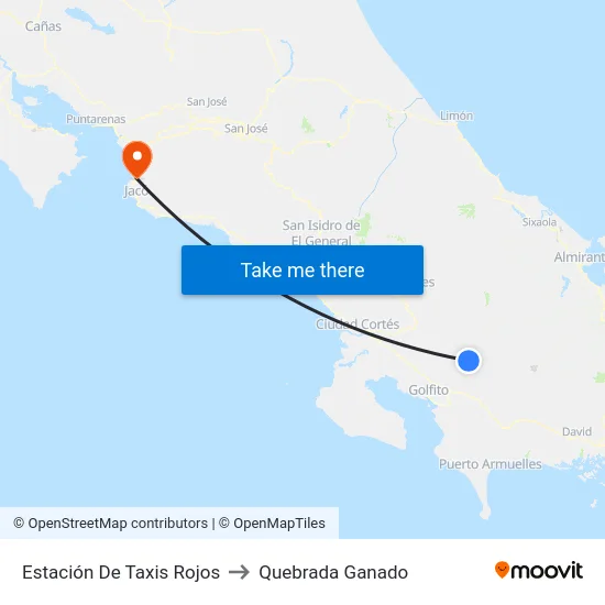 Estación De Taxis Rojos to Quebrada Ganado map