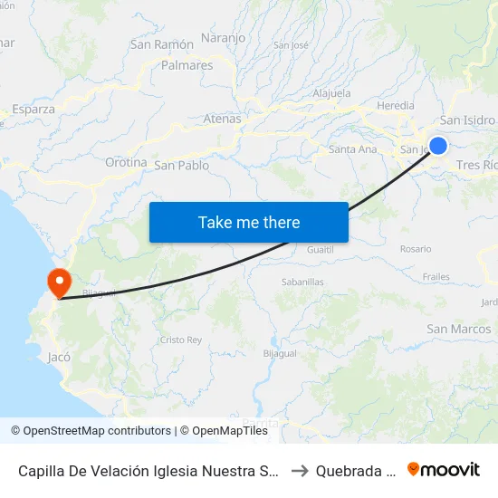 Capilla De Velación Iglesia Nuestra Señora De Guadalupe to Quebrada Ganado map