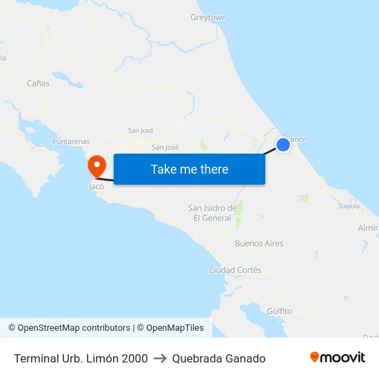 Terminal Urb. Limón 2000 to Quebrada Ganado map