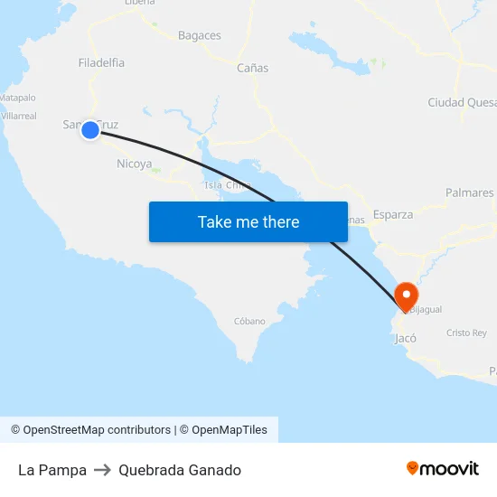 La Pampa to Quebrada Ganado map