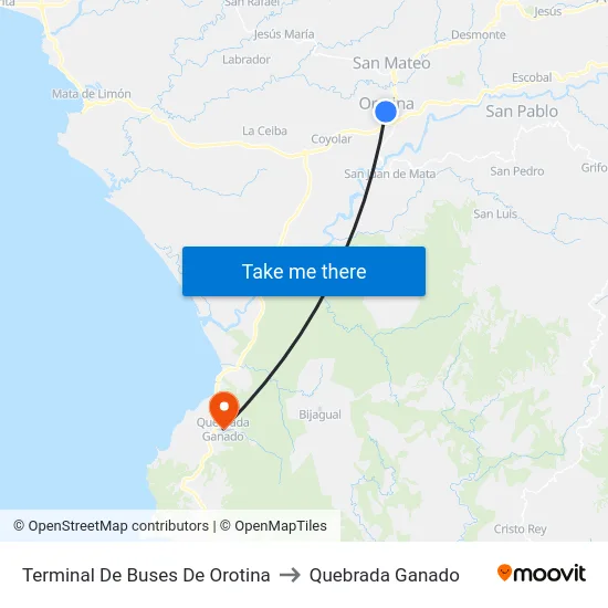 Terminal De Buses De Orotina to Quebrada Ganado map
