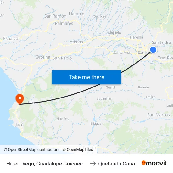 Hiper Diego, Guadalupe Goicoechea to Quebrada Ganado map