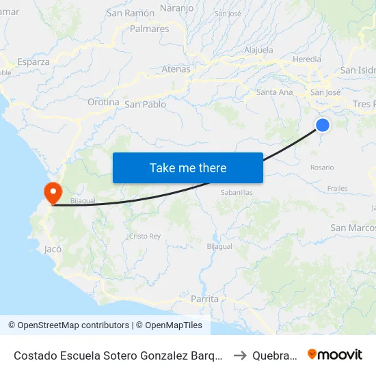 Costado Escuela Sotero Gonzalez Barquero, San Juan De Dios Desamparados to Quebrada Ganado map