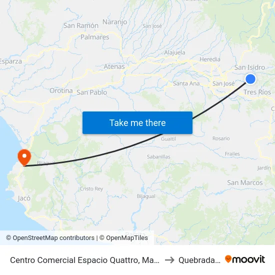 Centro Comercial Espacio Quattro, Mata De Plátano Goicoechea to Quebrada Ganado map