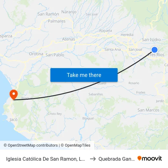 Iglesia Católica De San Ramon, La Unión to Quebrada Ganado map