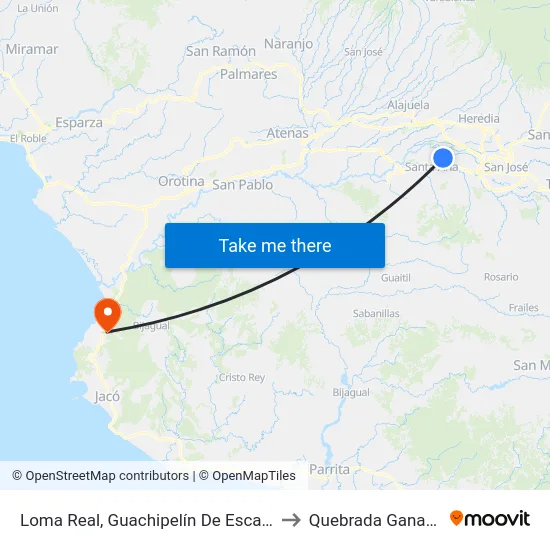 Loma Real, Guachipelín De Escazú to Quebrada Ganado map