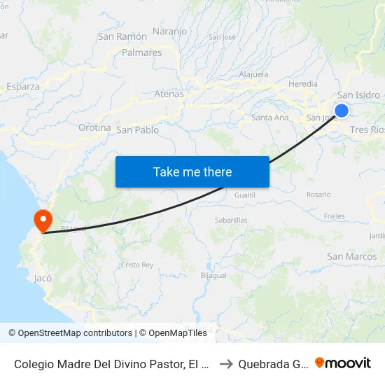 Colegio Madre Del Divino Pastor, El Alto Guadalupe to Quebrada Ganado map