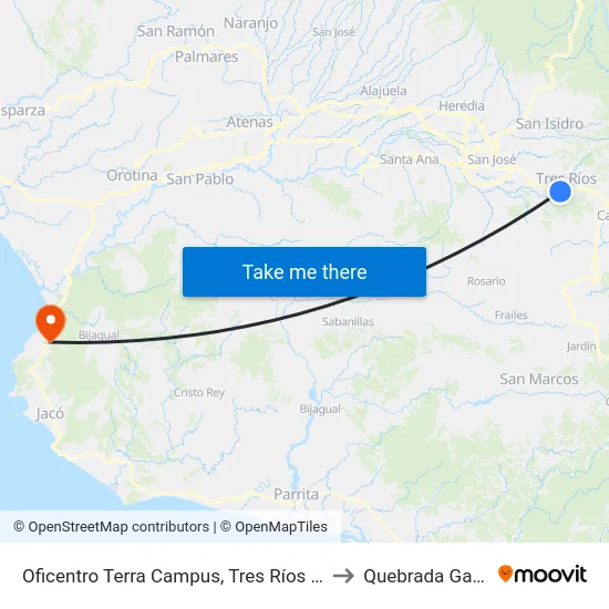 Oficentro Terra Campus, Tres Ríos La Unión to Quebrada Ganado map