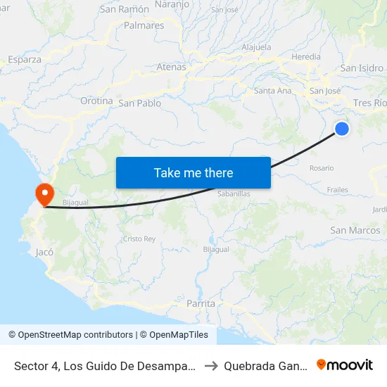 Sector 4, Los Guido De Desamparados to Quebrada Ganado map